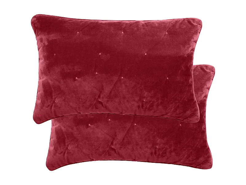 Housse de coussin 40x60 GIPSY velours piquage points brodés rose Pourpre
