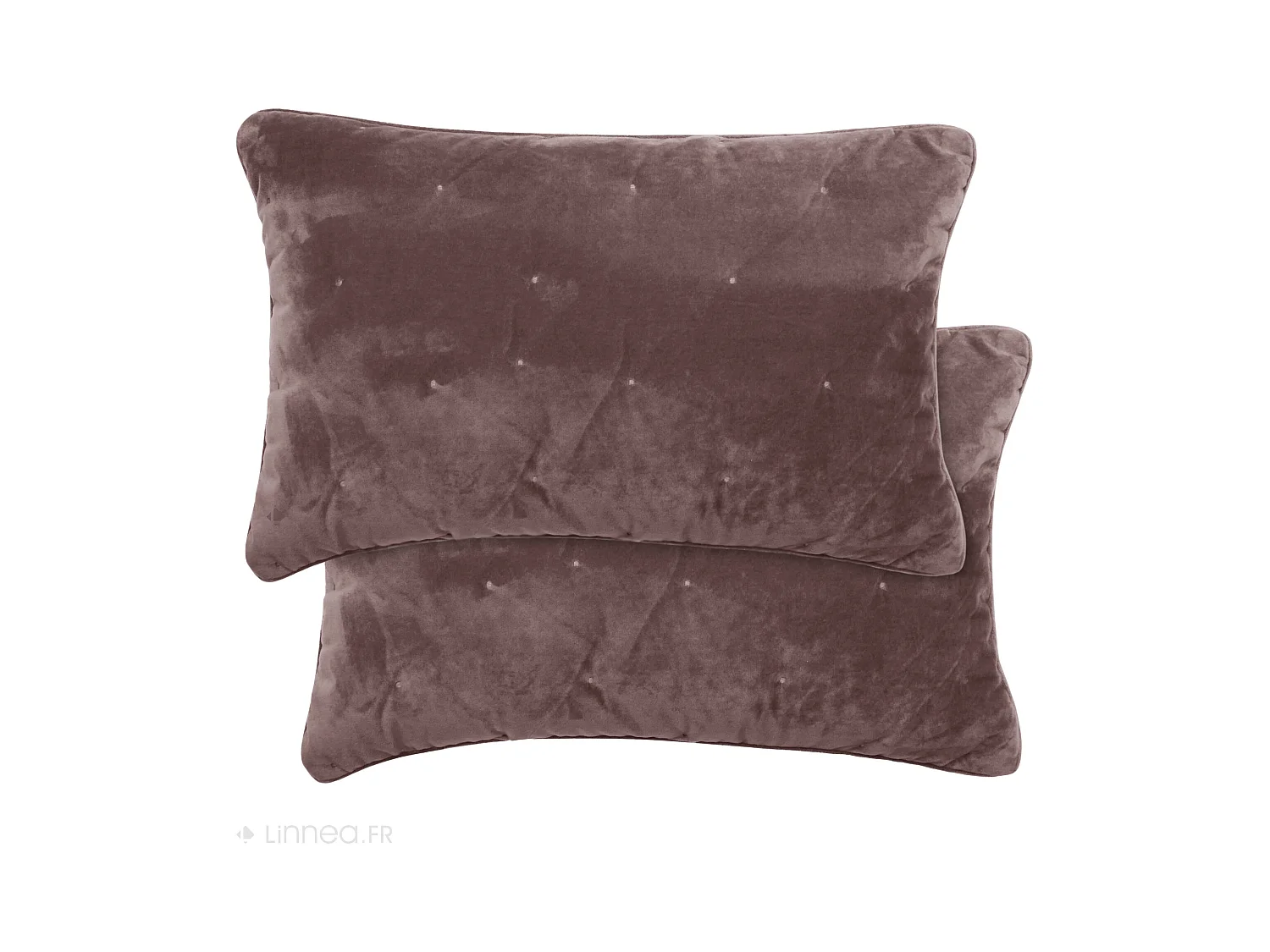 Housse de coussin 40x60 GIPSY velours piquage points brodés gris Bison