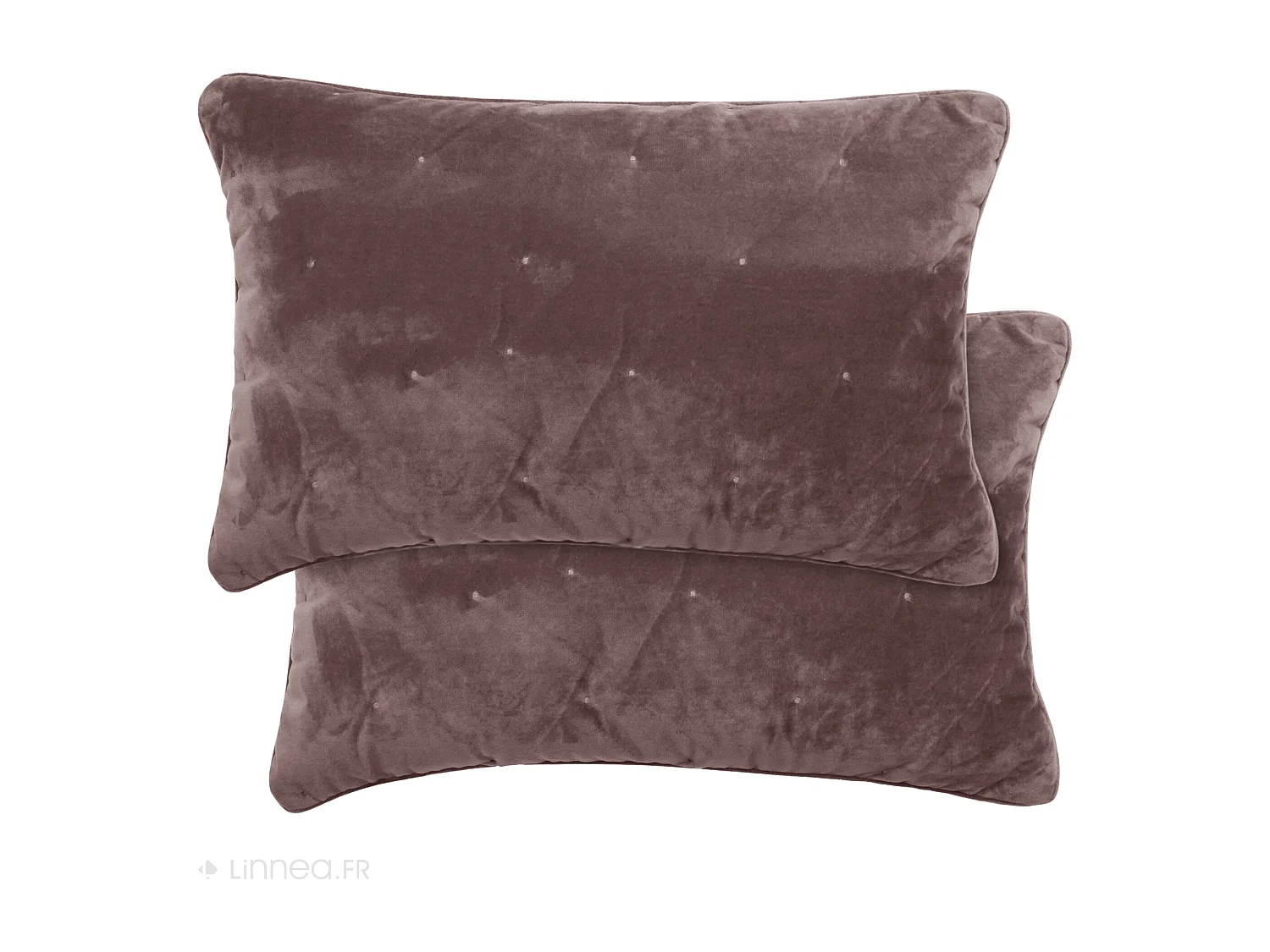 Housse de coussin 40x60 GIPSY velours piquage points brodés gris Bison