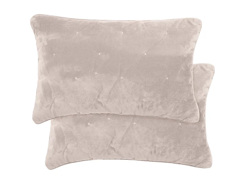 Housse de coussin 40x60 GIPSY velours piquage points brodés blanc Naturel