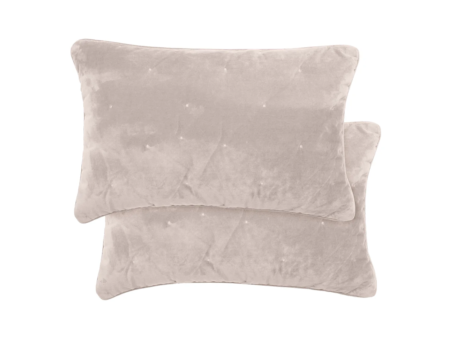 Housse de coussin 40x60 GIPSY velours piquage points brodés blanc Naturel