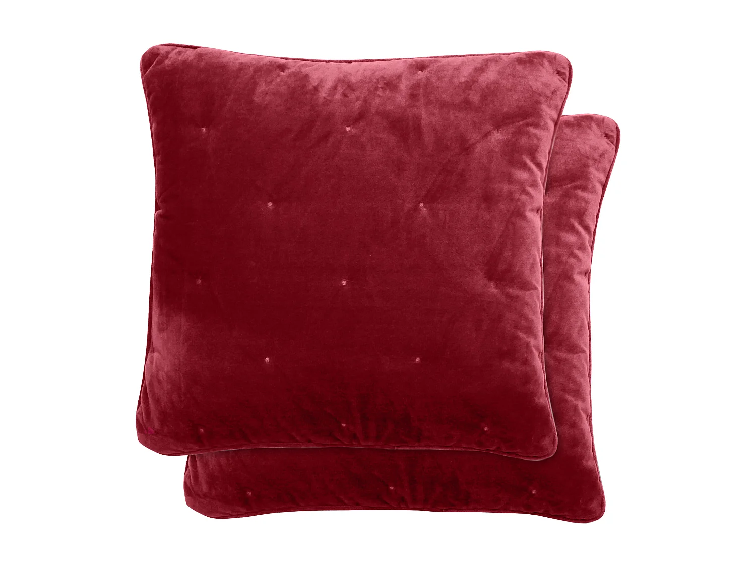 Housse de coussin 45x45 GIPSY velours piquage points brodés rose Pourpre
