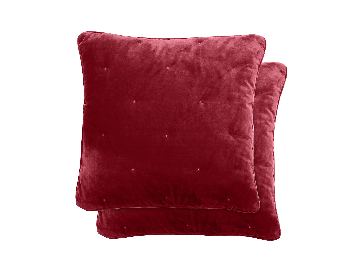 Housse de coussin 45x45 GIPSY velours piquage points brodés rose Pourpre