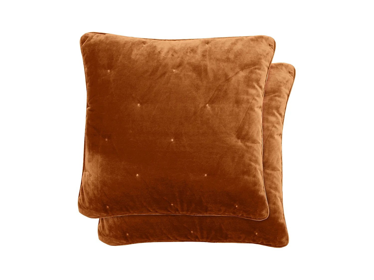 Housse de coussin 45x45 GIPSY velours piquage points brodés marron Camel