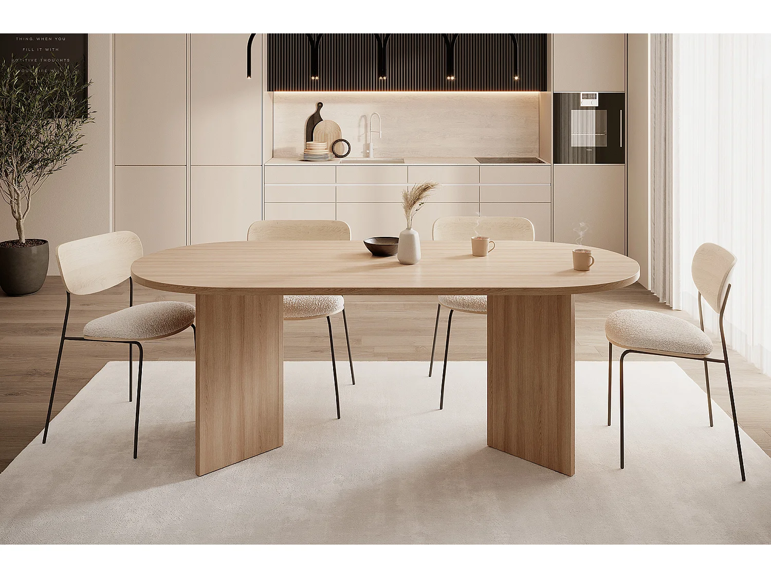 Tisch Essstisch oval - 204 x 90 cm - Holzoptik Lindberg Eiche - OVO