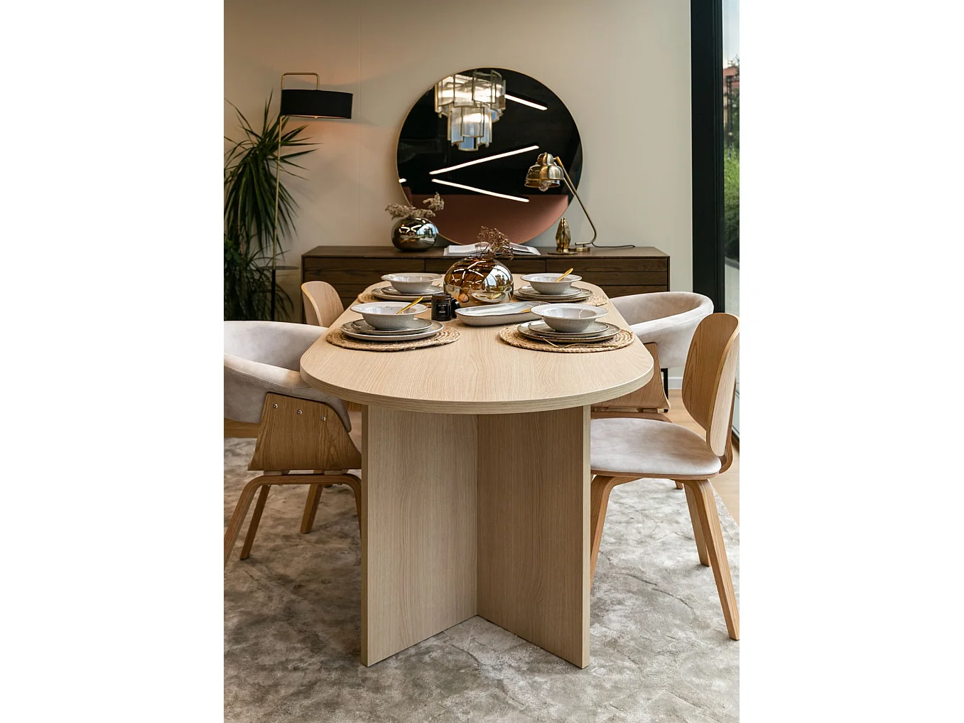 Tisch Essstisch oval - 204 x 90 cm - Holzoptik Lindberg Eiche - OVO