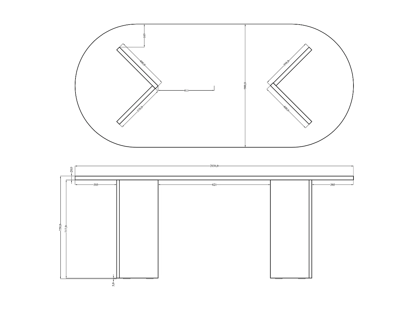 Tisch Essstisch oval - 204 x 90 cm - Holzoptik Lindberg Eiche - OVO