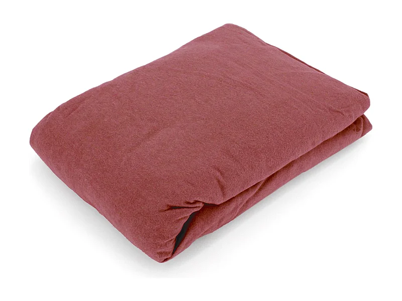 Drap housse flanelle unie 140x190 cm coton WALES rouge Tomette