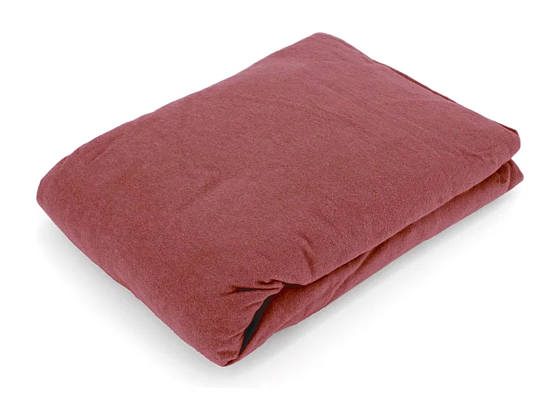 Drap housse flanelle unie 90x190 cm coton WALES rouge Tomette