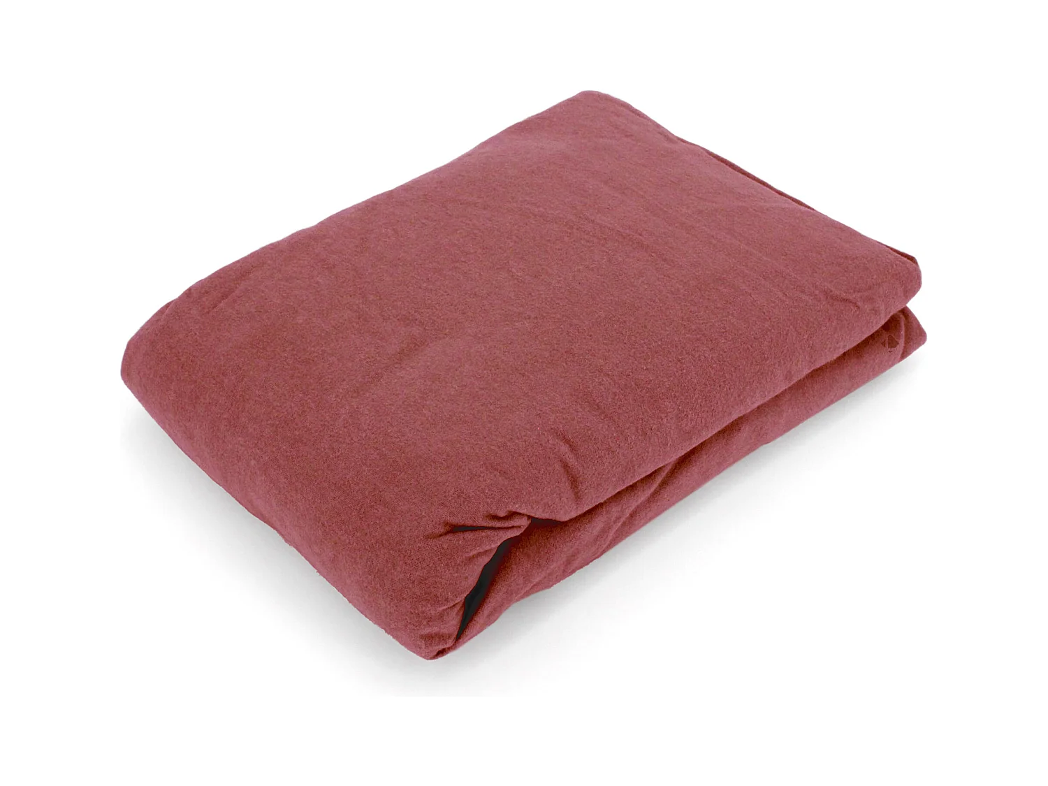 Drap housse flanelle unie 160x200 cm coton WALES rouge Tomette