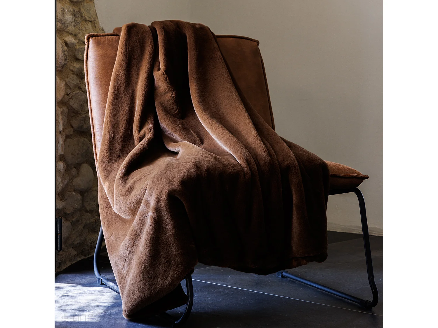 Plaid 130x170 cm WOODLAND fausse fourrure marron Brun