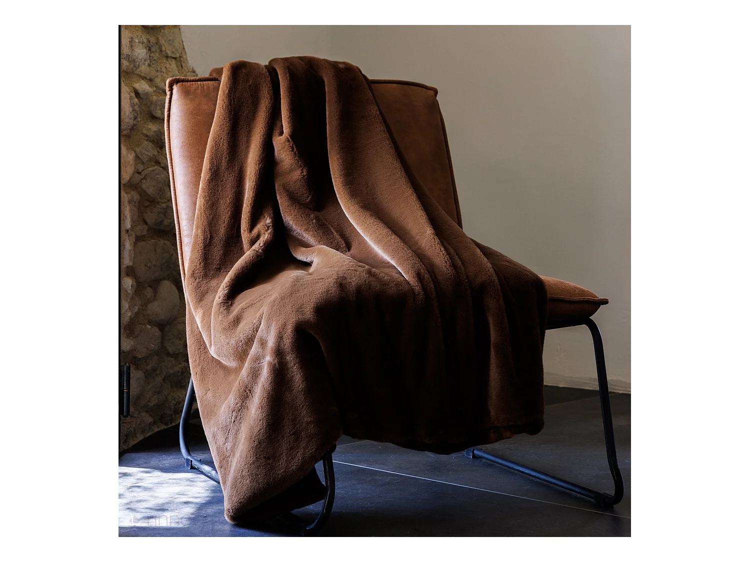 Plaid 130x170 cm WOODLAND fausse fourrure marron Brun