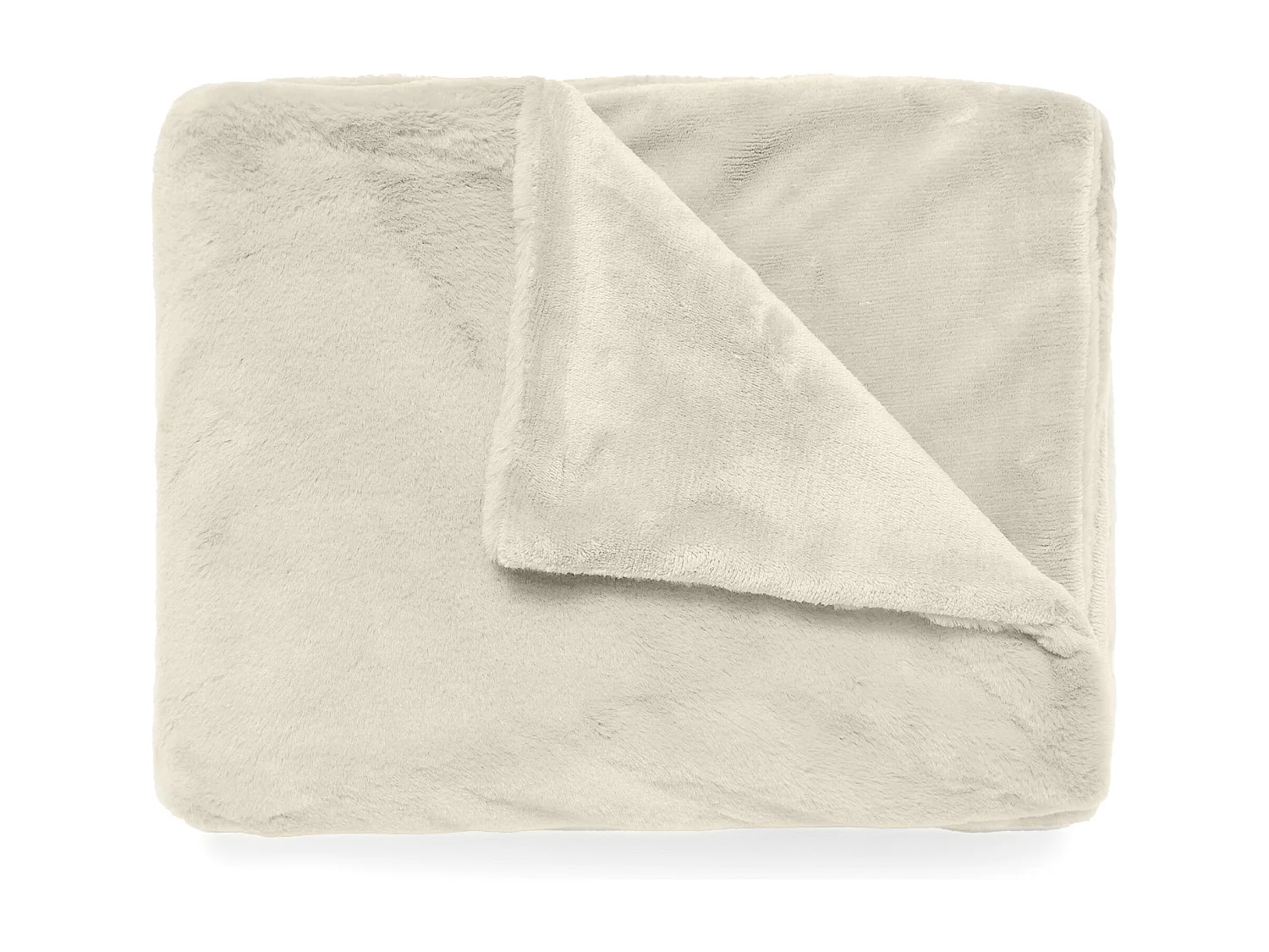 Plaid 130x170 cm WOODLAND fausse fourrure doublée velours beige Craie