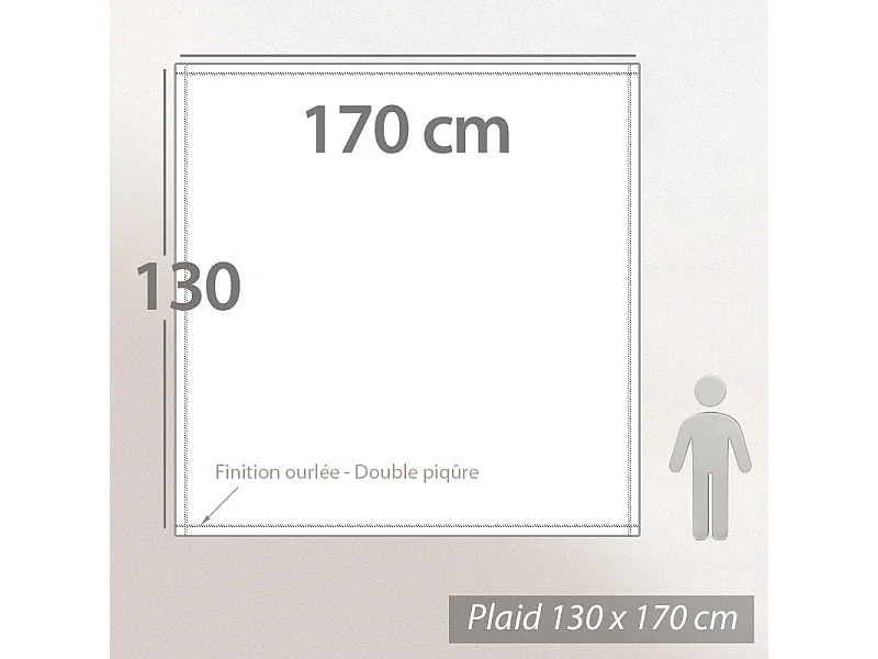 Plaid 130x170 cm WOODLAND fausse fourrure doublée velours beige Craie