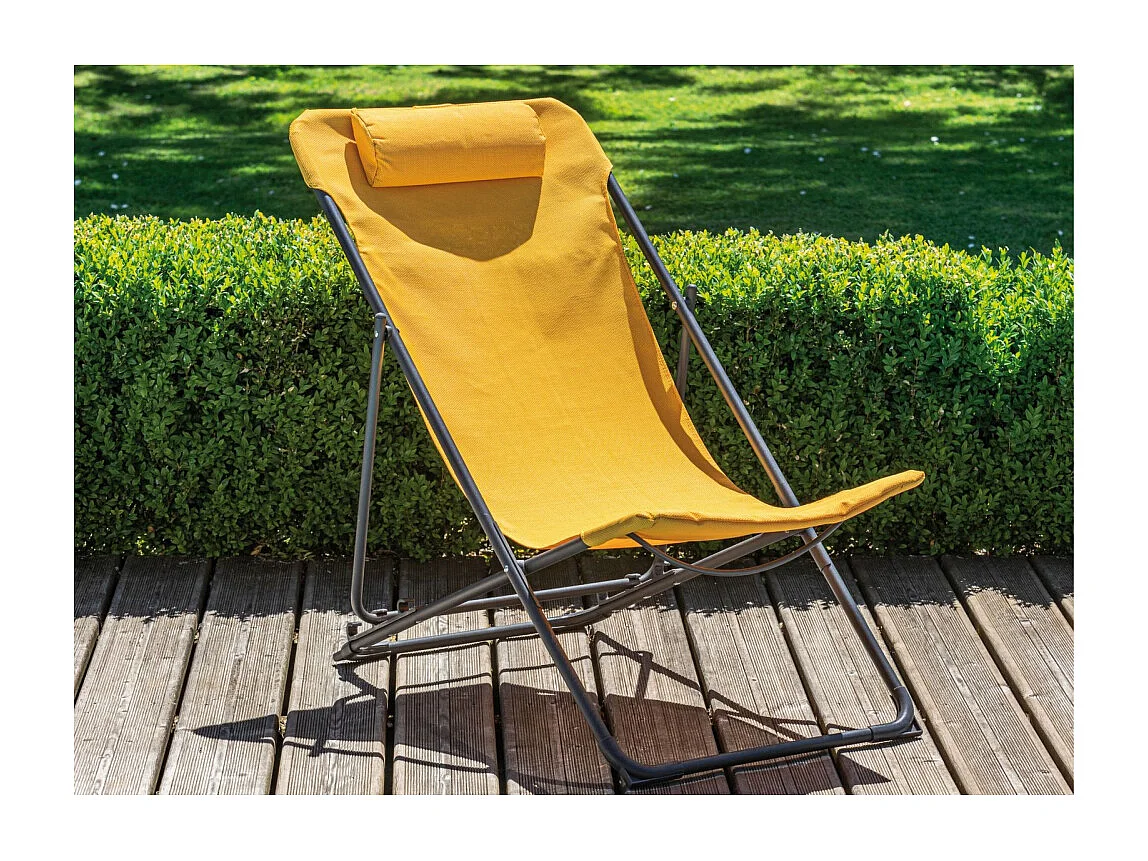 Chilienne en acier et toile Globe Graphite, Moutarde