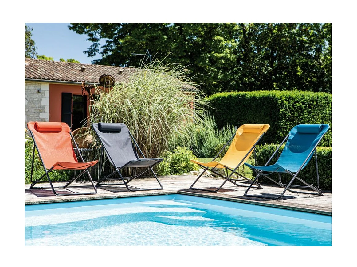 Chilienne en acier et toile Globe Graphite, Moutarde