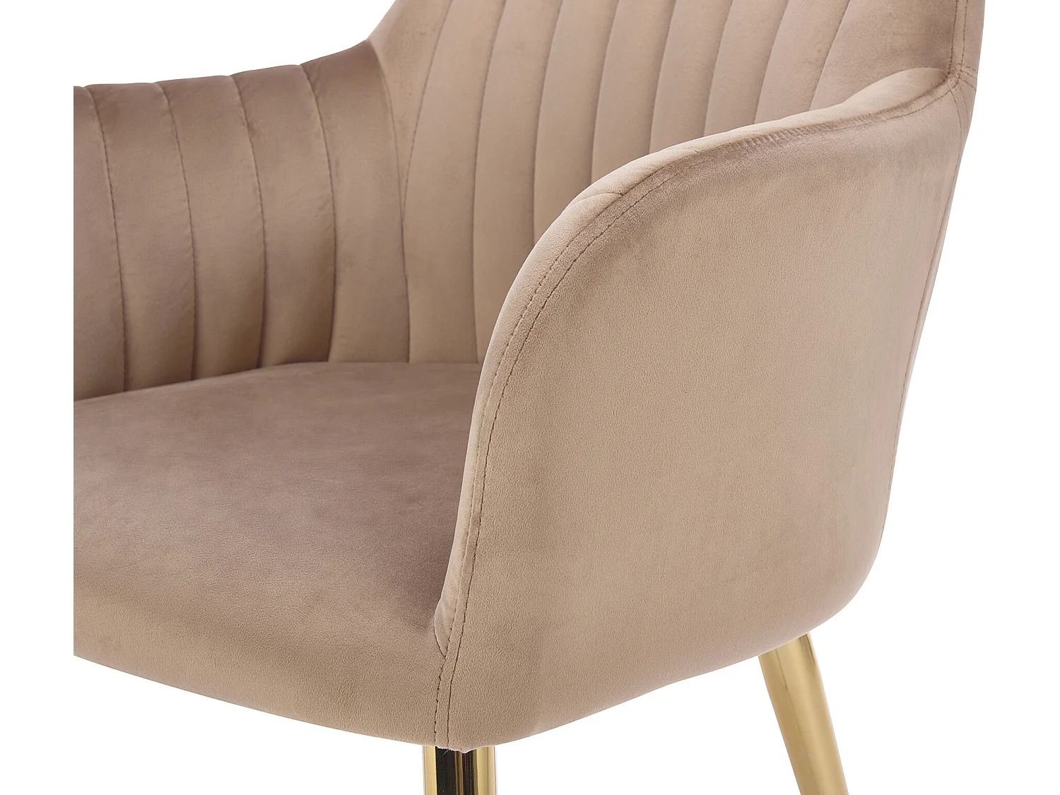 Lot de 6 chaises avec accoudoirs en velours et métal doré - Beige - ELEANA