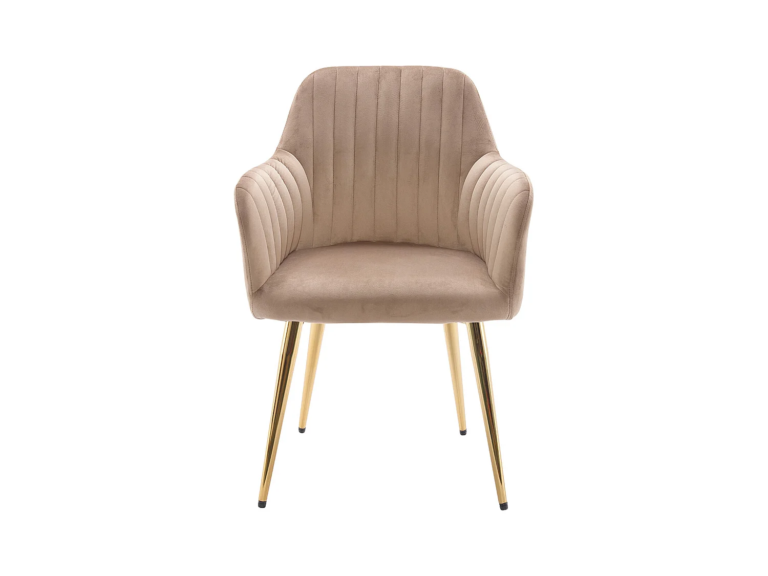 Lot de 6 chaises avec accoudoirs en velours et métal doré - Beige - ELEANA