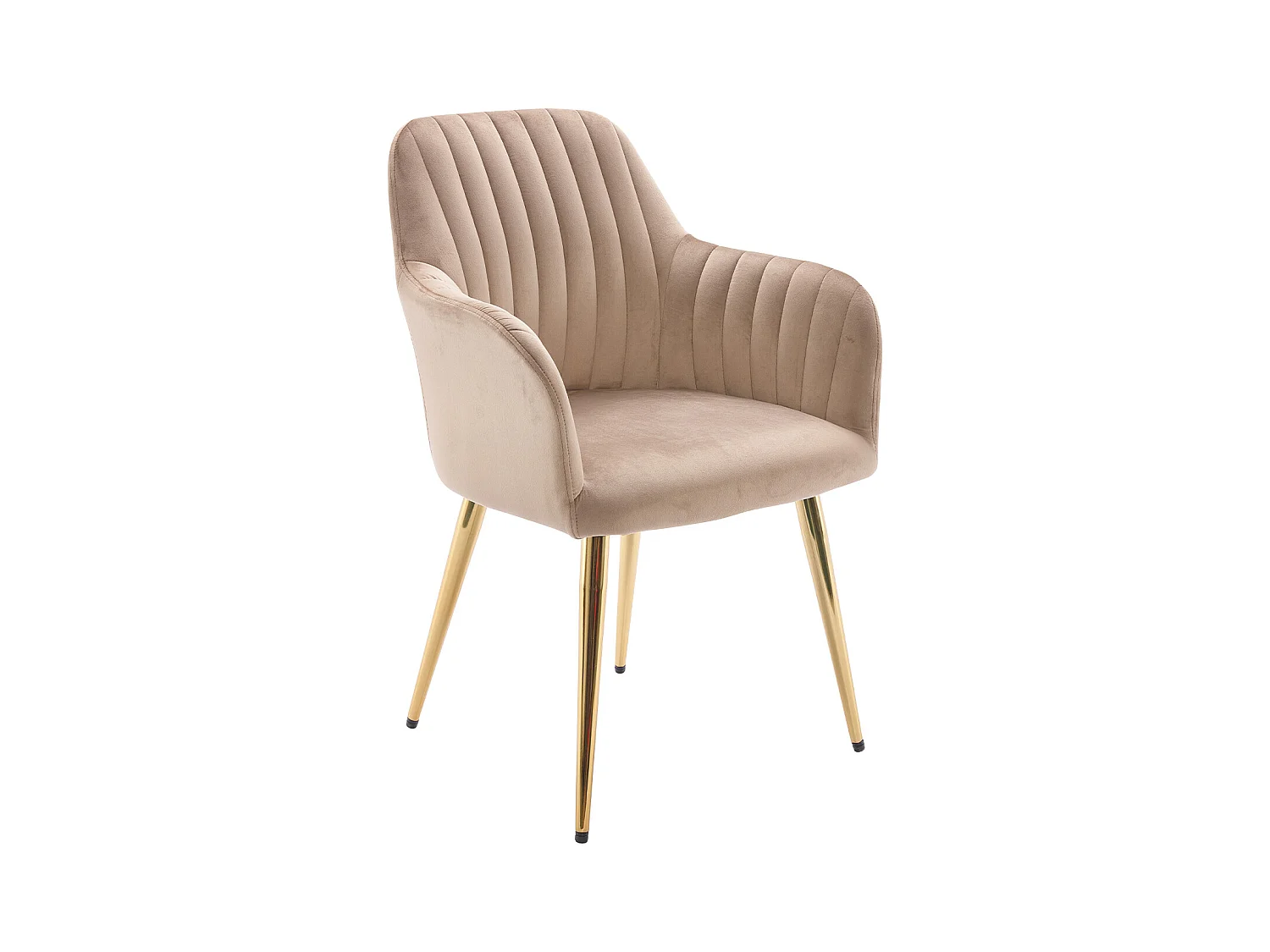 Lot de 6 chaises avec accoudoirs en velours et métal doré - Beige - ELEANA
