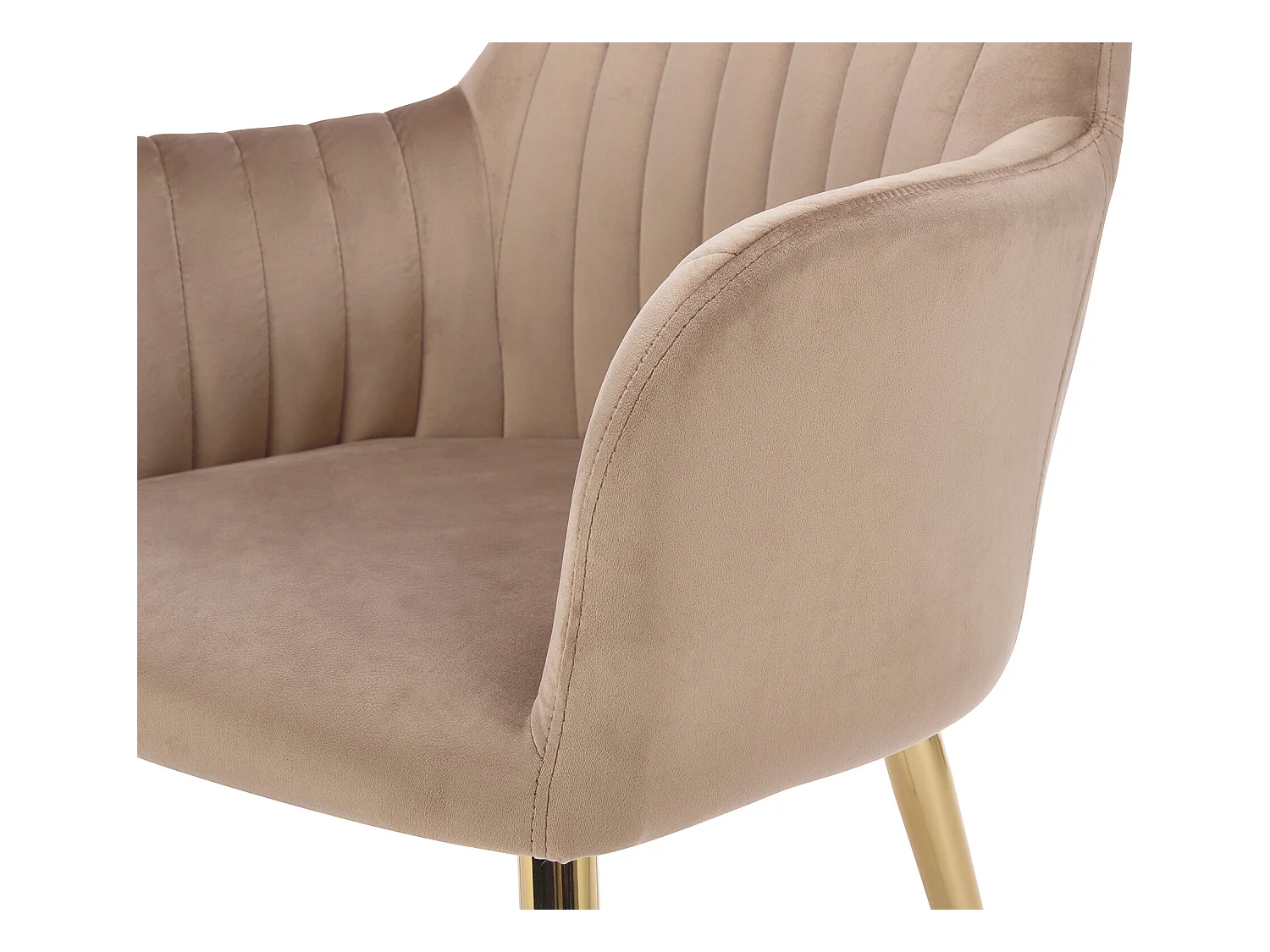 Lot de 6 chaises avec accoudoirs en velours et métal doré - Beige - ELEANA