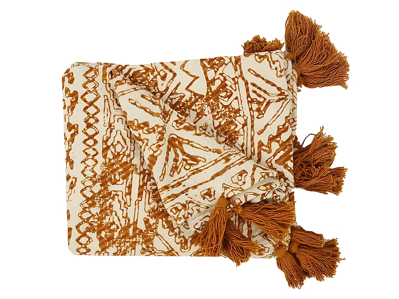 Plaid en Coton Imprimé "Suli" 120x150cm Ocre