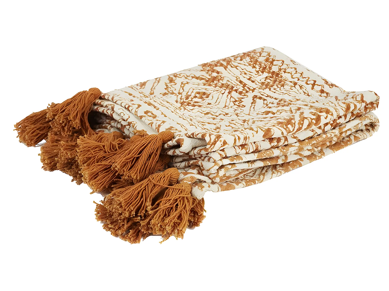 Plaid en Coton Imprimé "Suli" 120x150cm Ocre