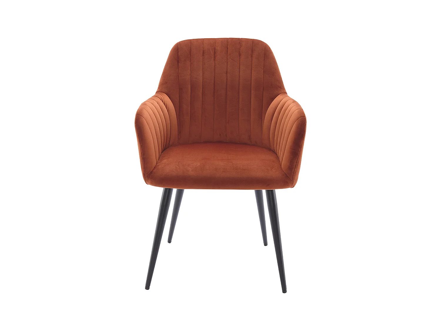 Lot de 6 chaises avec accoudoirs en velours et métal noir - Terracotta - ELEANA