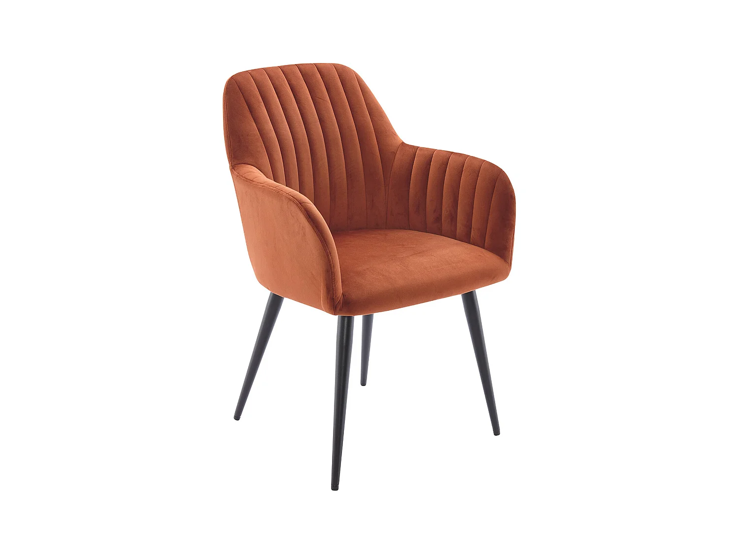 Lot de 6 chaises avec accoudoirs en velours et métal noir - Terracotta - ELEANA