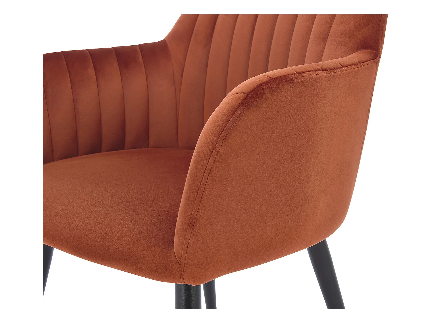 Lot de 6 chaises avec accoudoirs en velours et métal noir - Terracotta - ELEANA