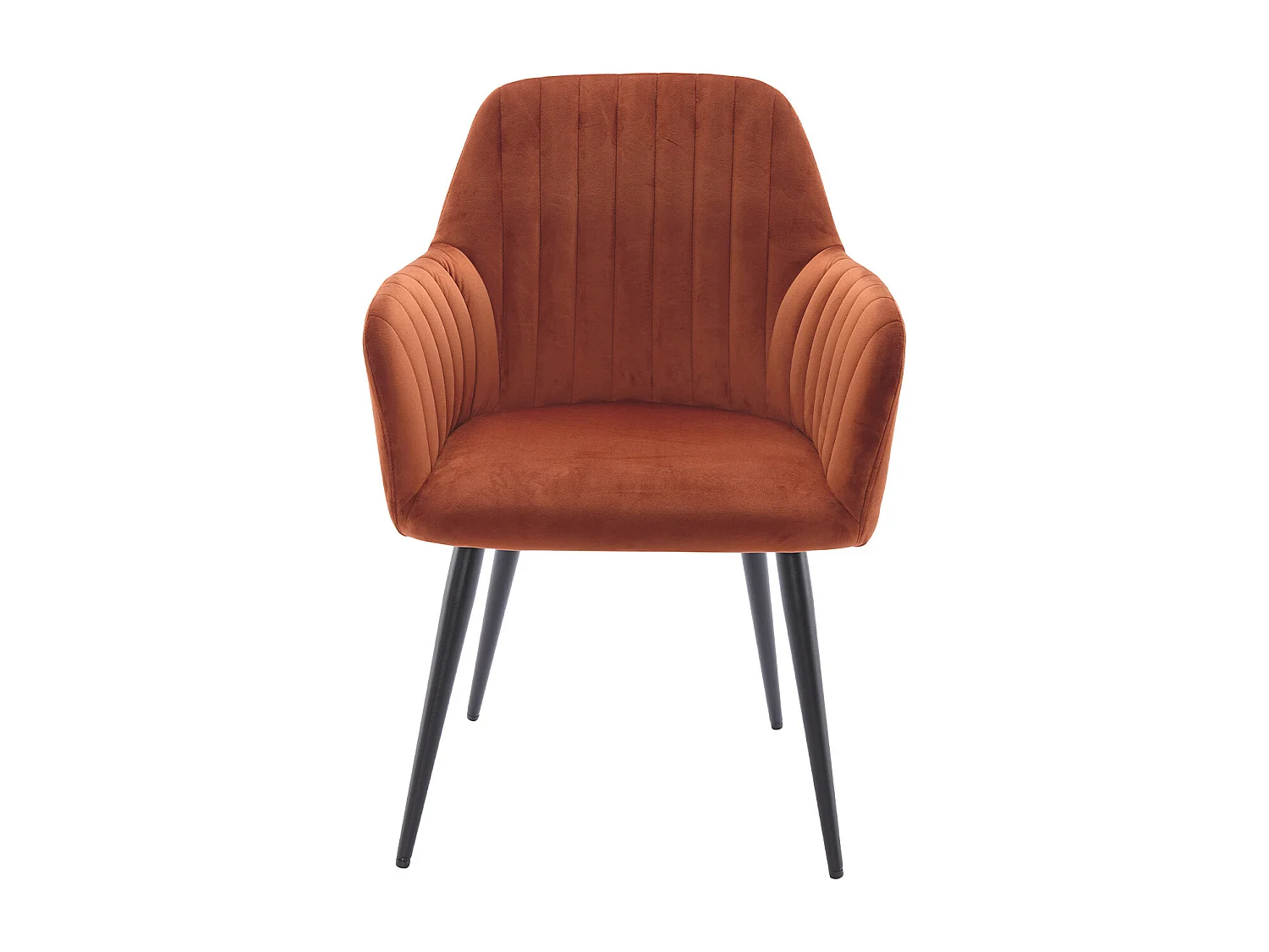 Lot de 6 chaises avec accoudoirs en velours et métal noir - Terracotta - ELEANA