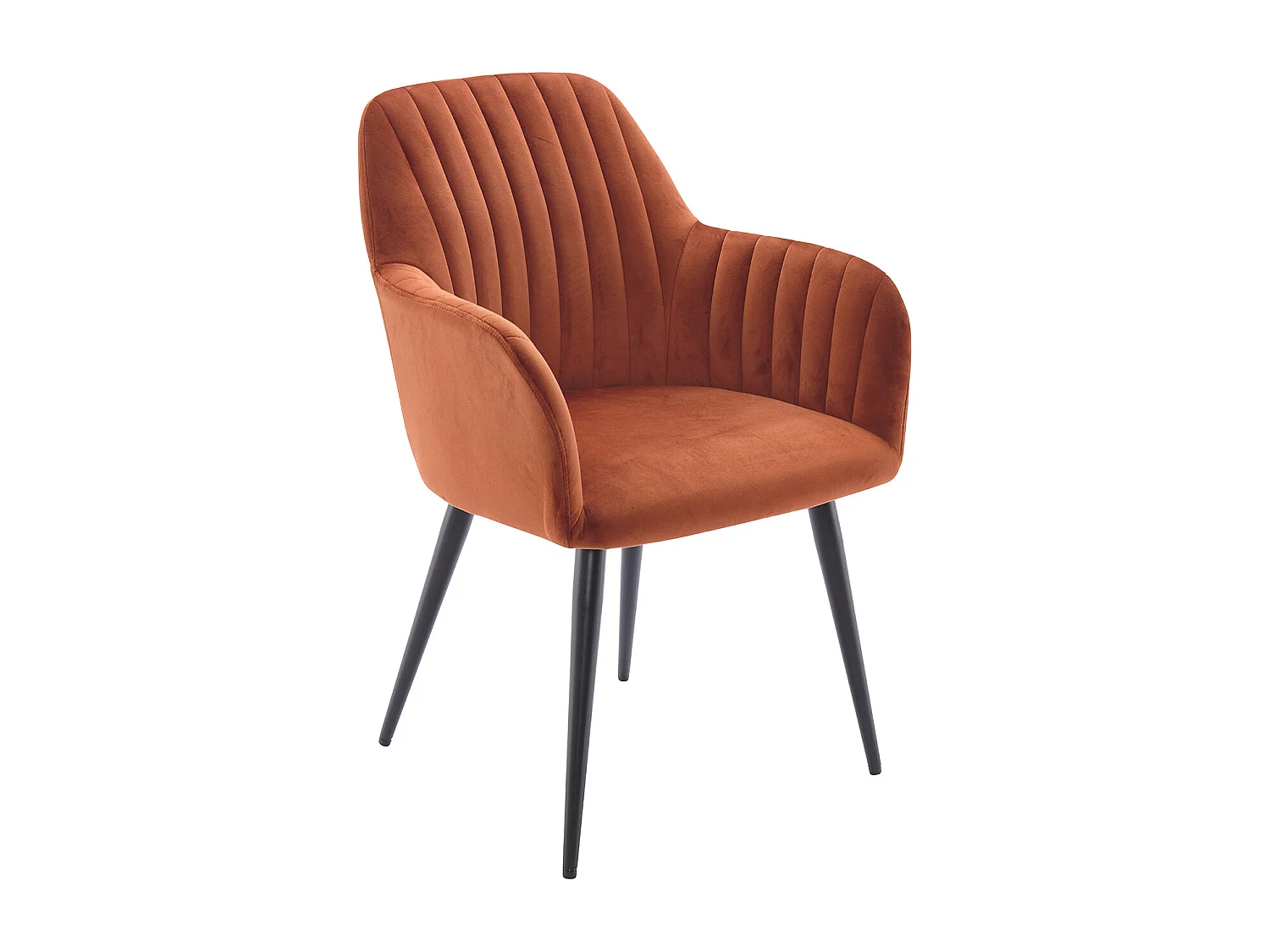 Lot de 6 chaises avec accoudoirs en velours et métal noir - Terracotta - ELEANA