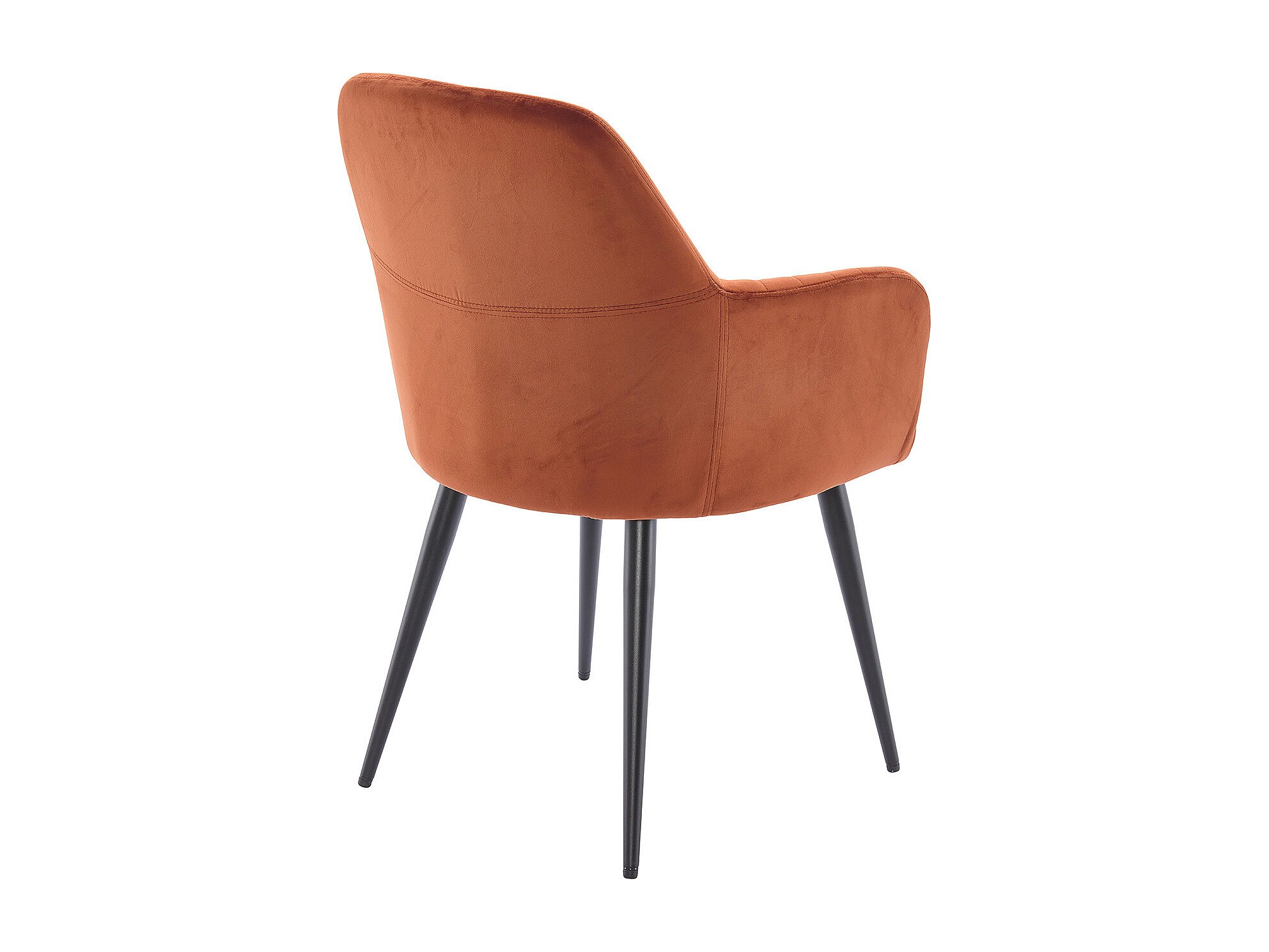 Lot De 4 Chaises THALYA En Velours Terracotta – Design Vintage Avec Accoudoirs, Pieds Métal Noir