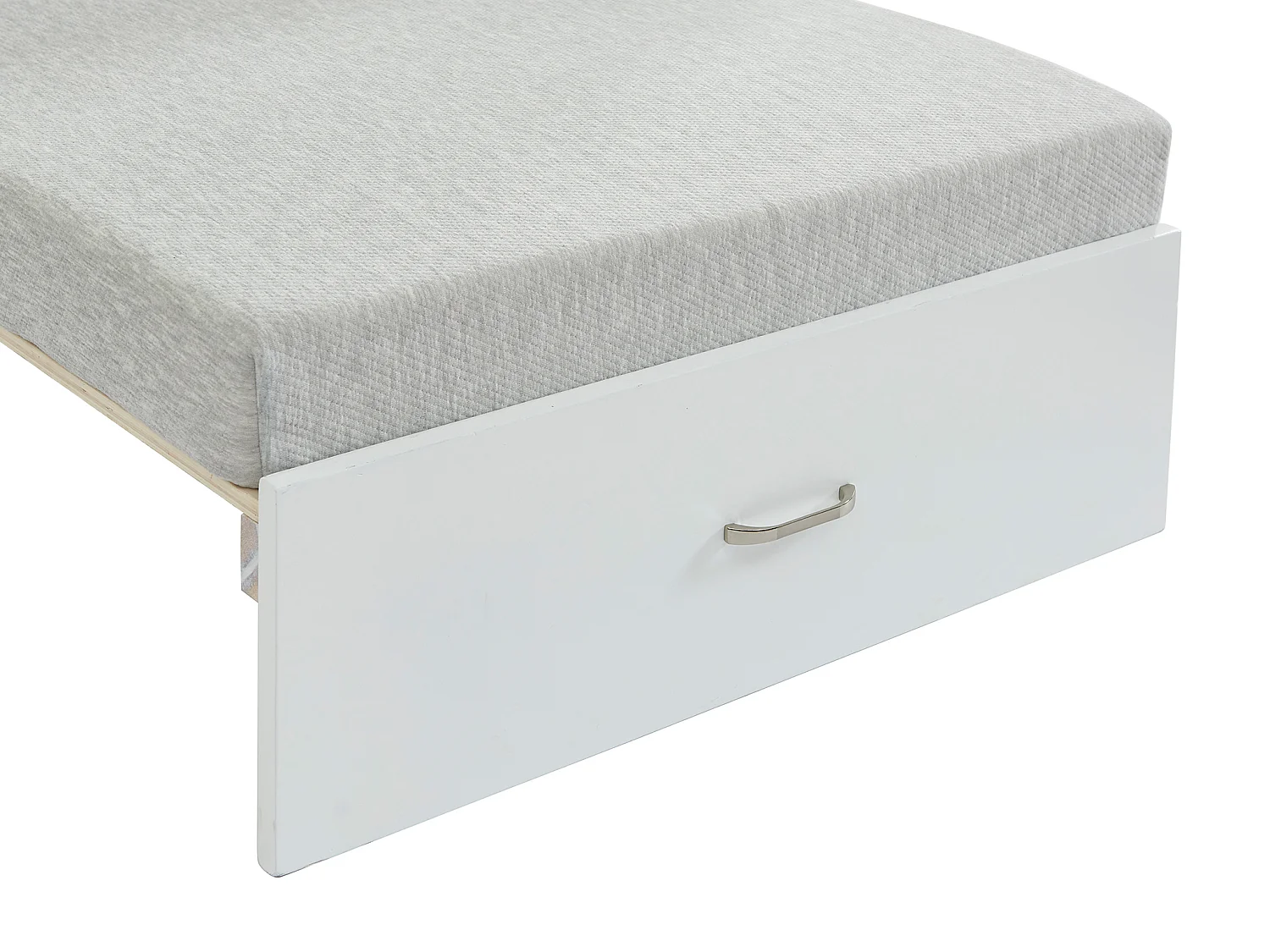 Hoogslaper 90 x 200 cm met bureau, slaapbank en opbergruimte - Massief grenen - Gebleekt + Matras - GOLIATH III