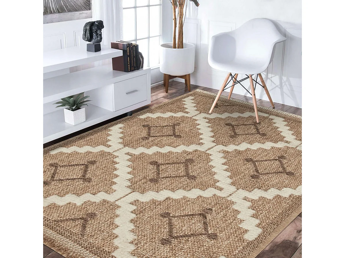 Tapis extérieur 60x90 tissé kilim maron et noir ZEPHYR 2
