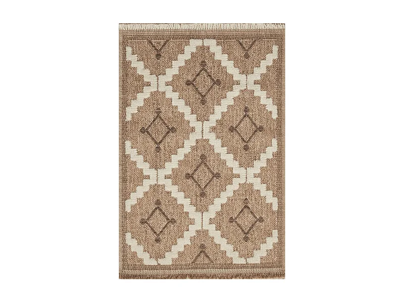 Tapis extérieur 60x90 tissé kilim maron et noir ZEPHYR 2