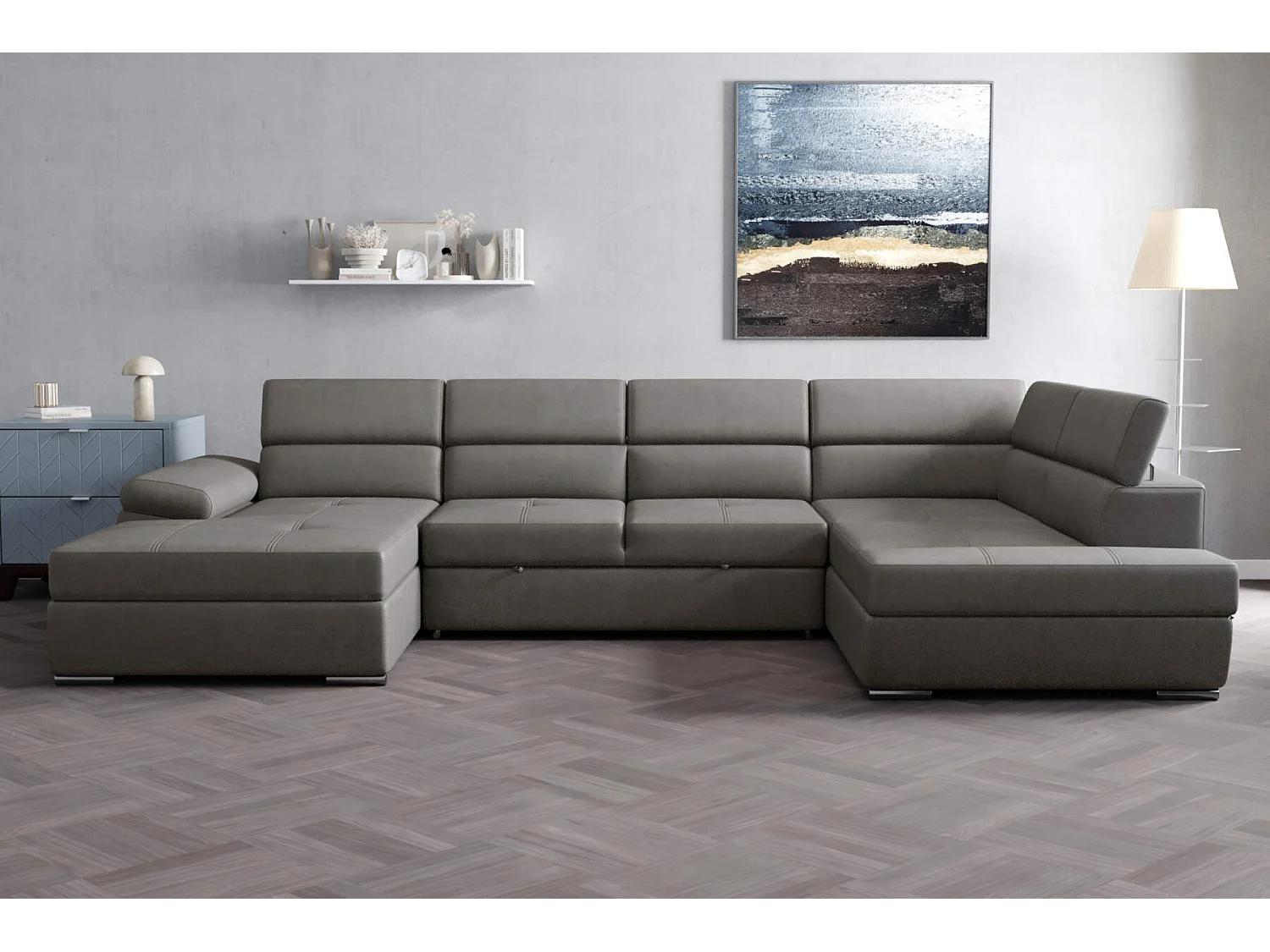 hoebank lazaro lounge links- taupe kleur