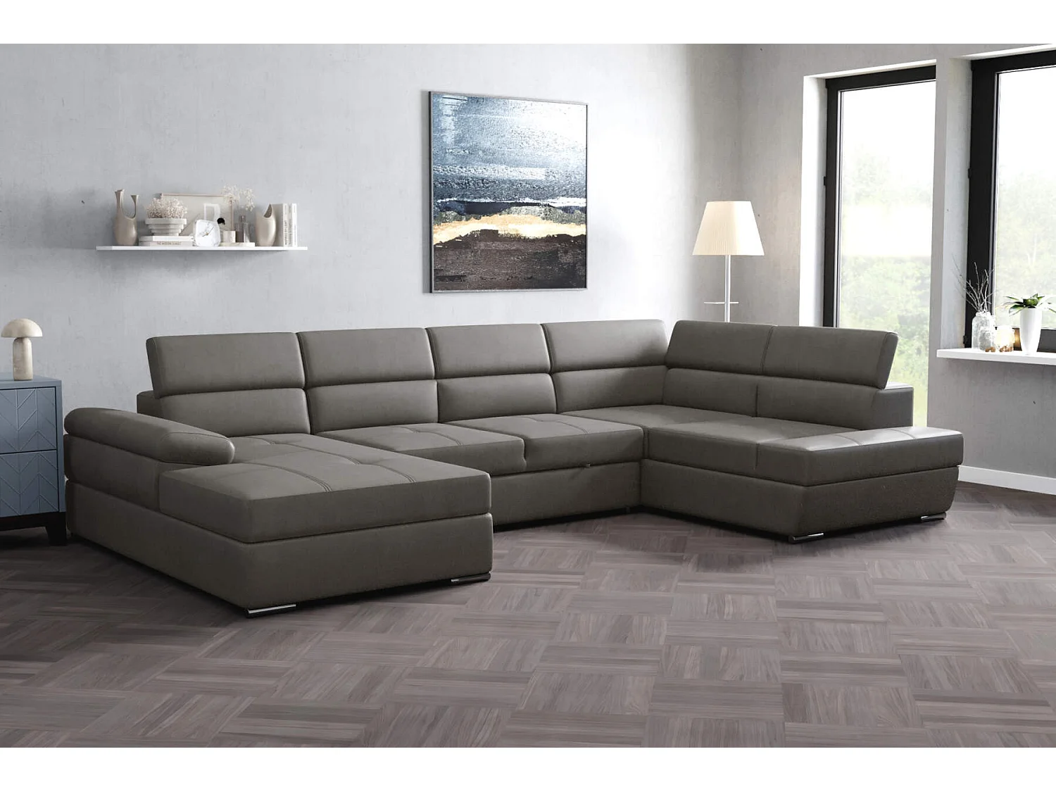 hoebank lazaro lounge links- taupe kleur