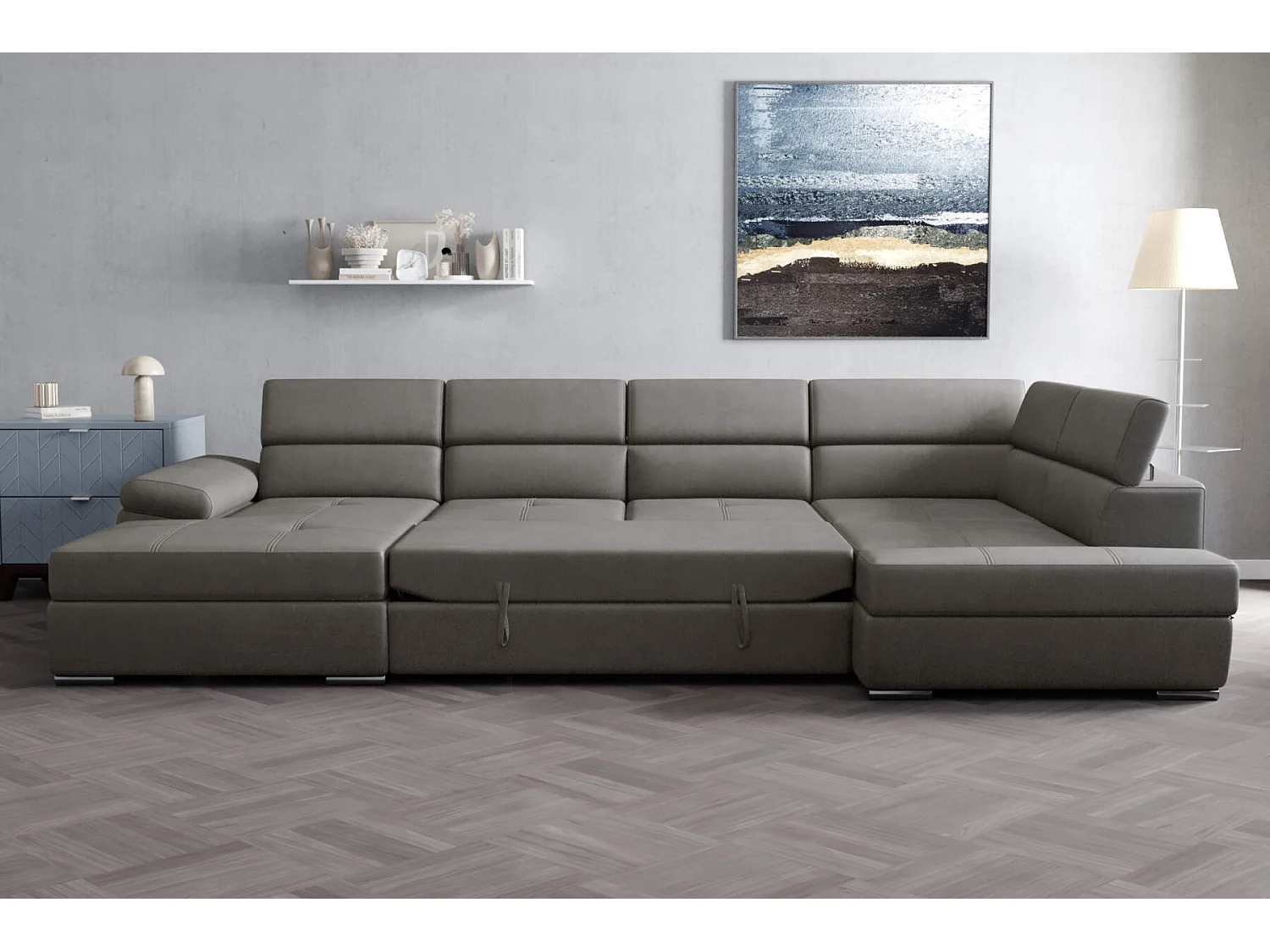 hoebank lazaro lounge links- taupe kleur