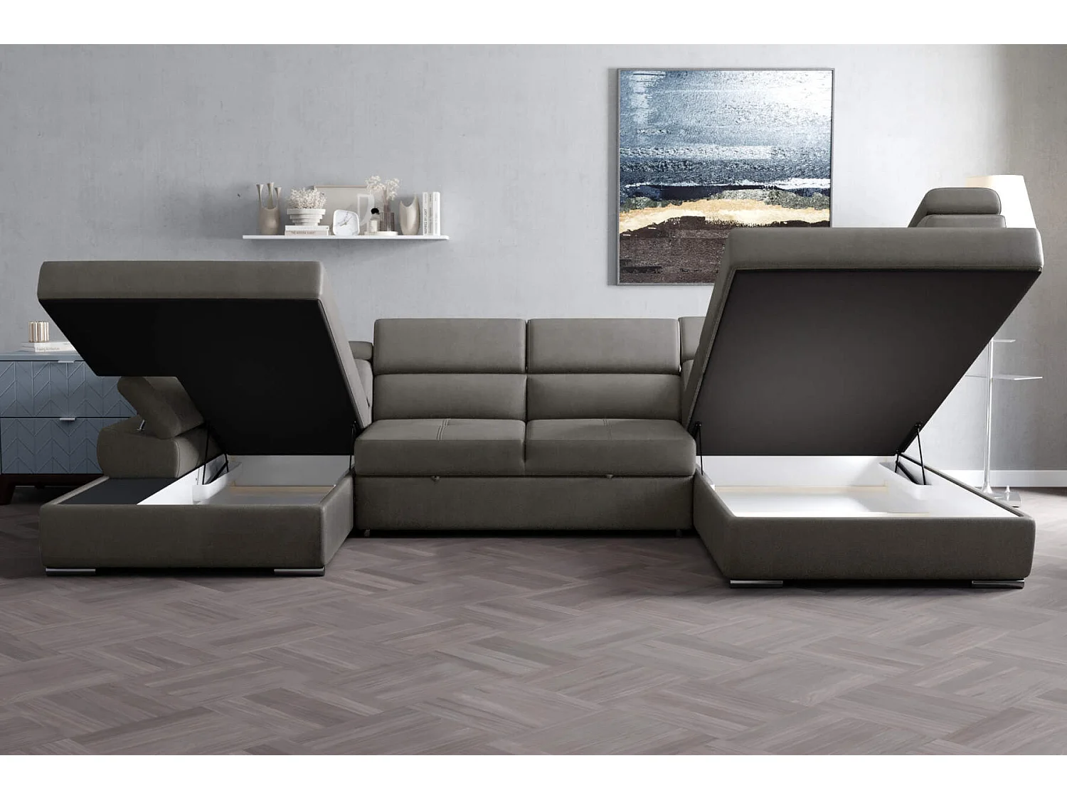 hoebank lazaro lounge links- taupe kleur