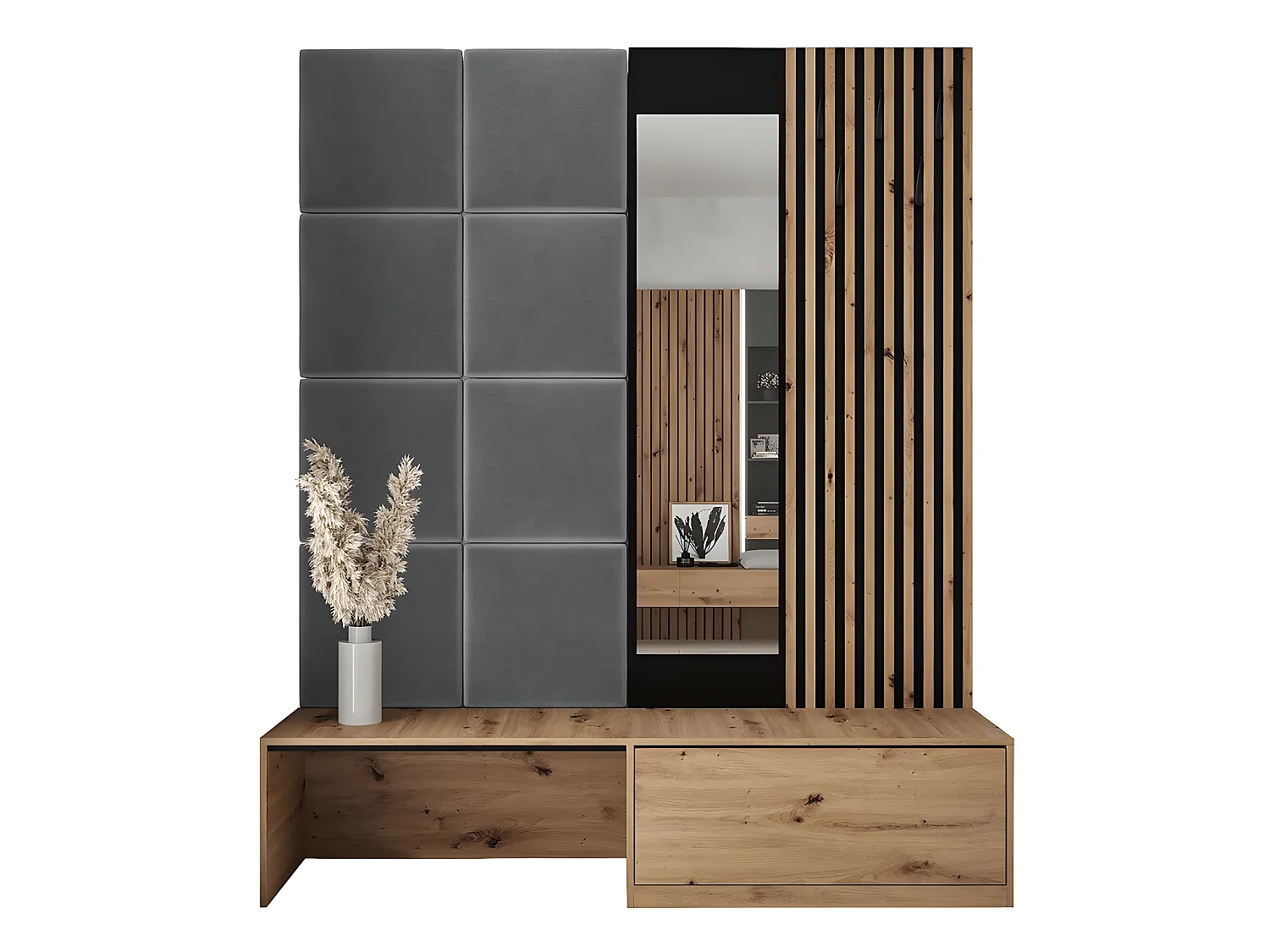 Meuble d'entrée Premium - 172 x 40 x 205 cm - Gris