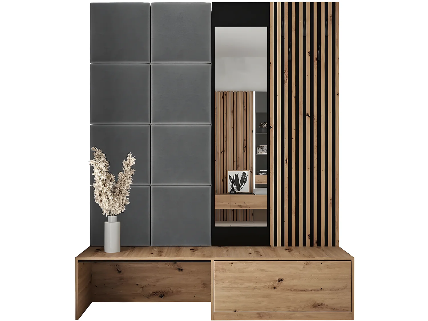 Meuble d'entrée Premium - 172 x 40 x 205 cm - Gris