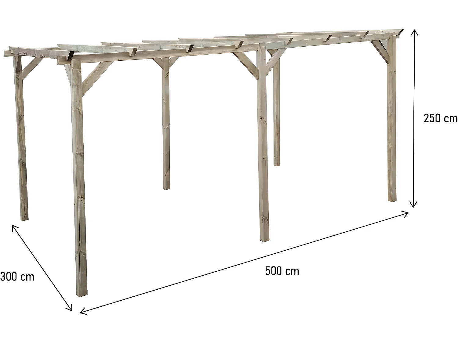 Houten carport "Solar II" 3 x 5 x 2.4m - Stijlvolle en ruime bescherming voor uw voertuig