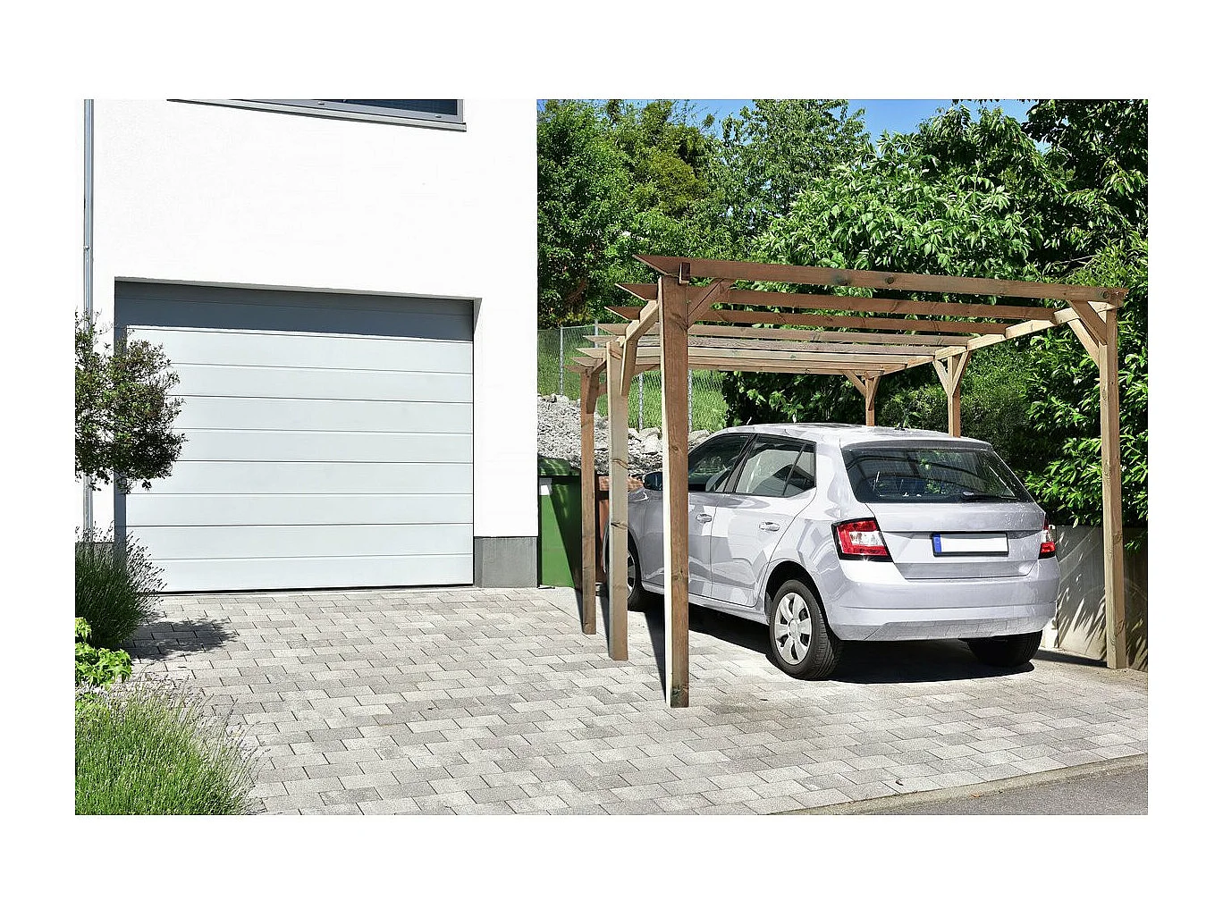 Carport voiture en bois "Solar II" 3 x 5 x 2.4