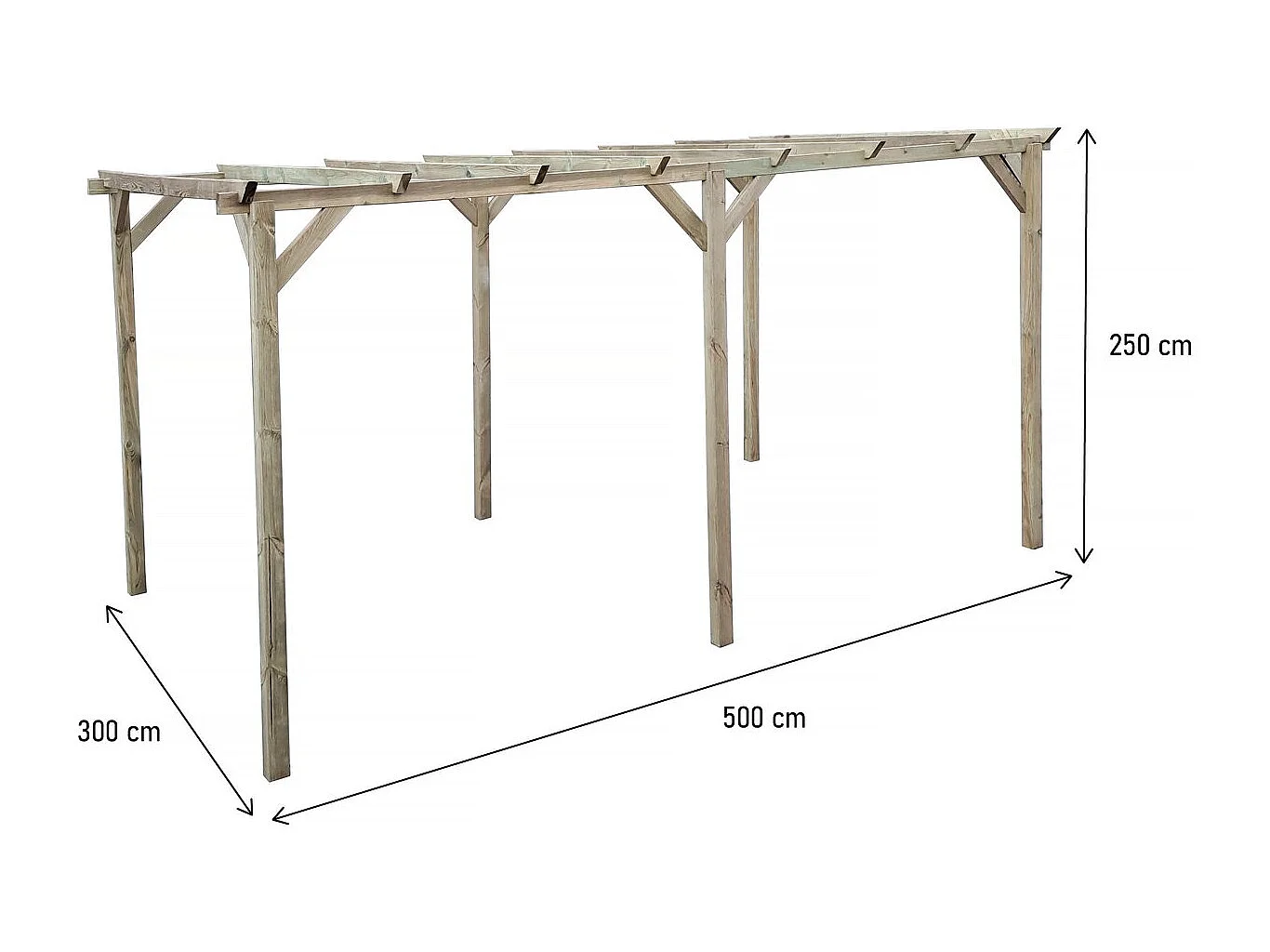 Carport voiture en bois "Solar II" 3 x 5 x 2.4