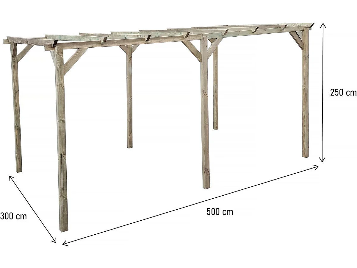 Carport de madera "Solar II" 3 x 5 x 2,4