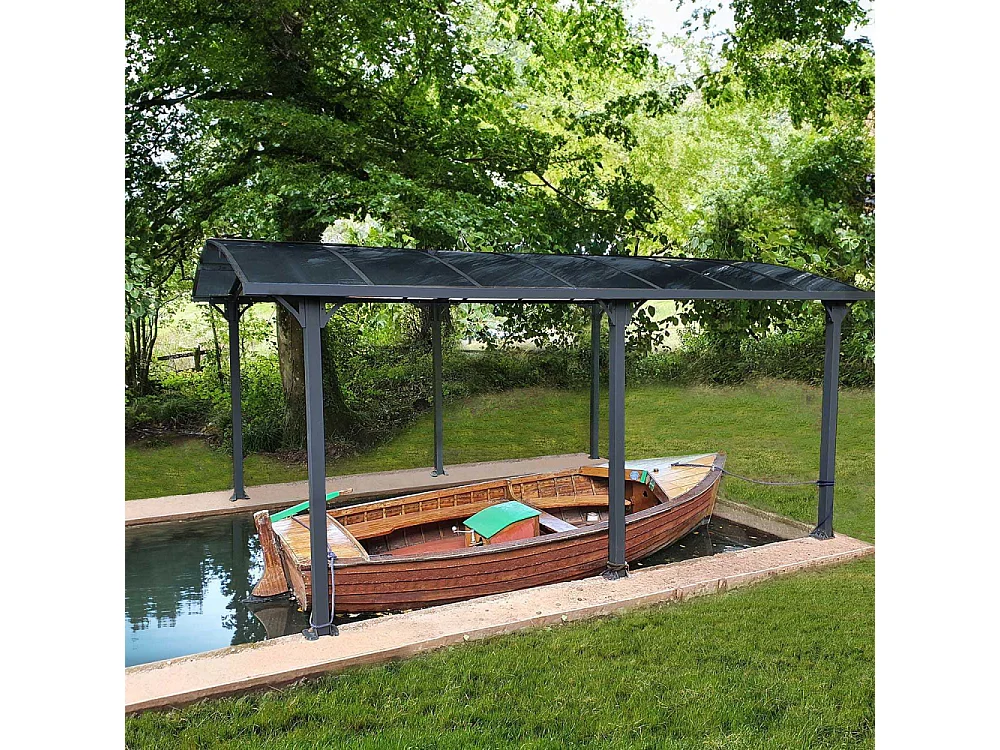Carport "Almicar" en aluminium et polycarbonate transparent - 18.17 m² - 5.02 x 3.62 x 2.42 m