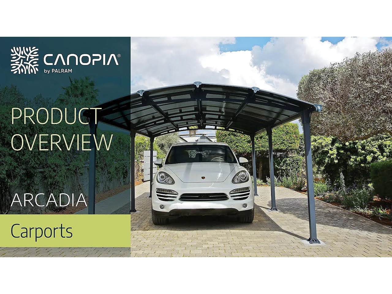 Carport in alluminio e policarbonato trasparente "Almicar" - 18,17 m² - 5,02 x 3,62 x 2,42 m