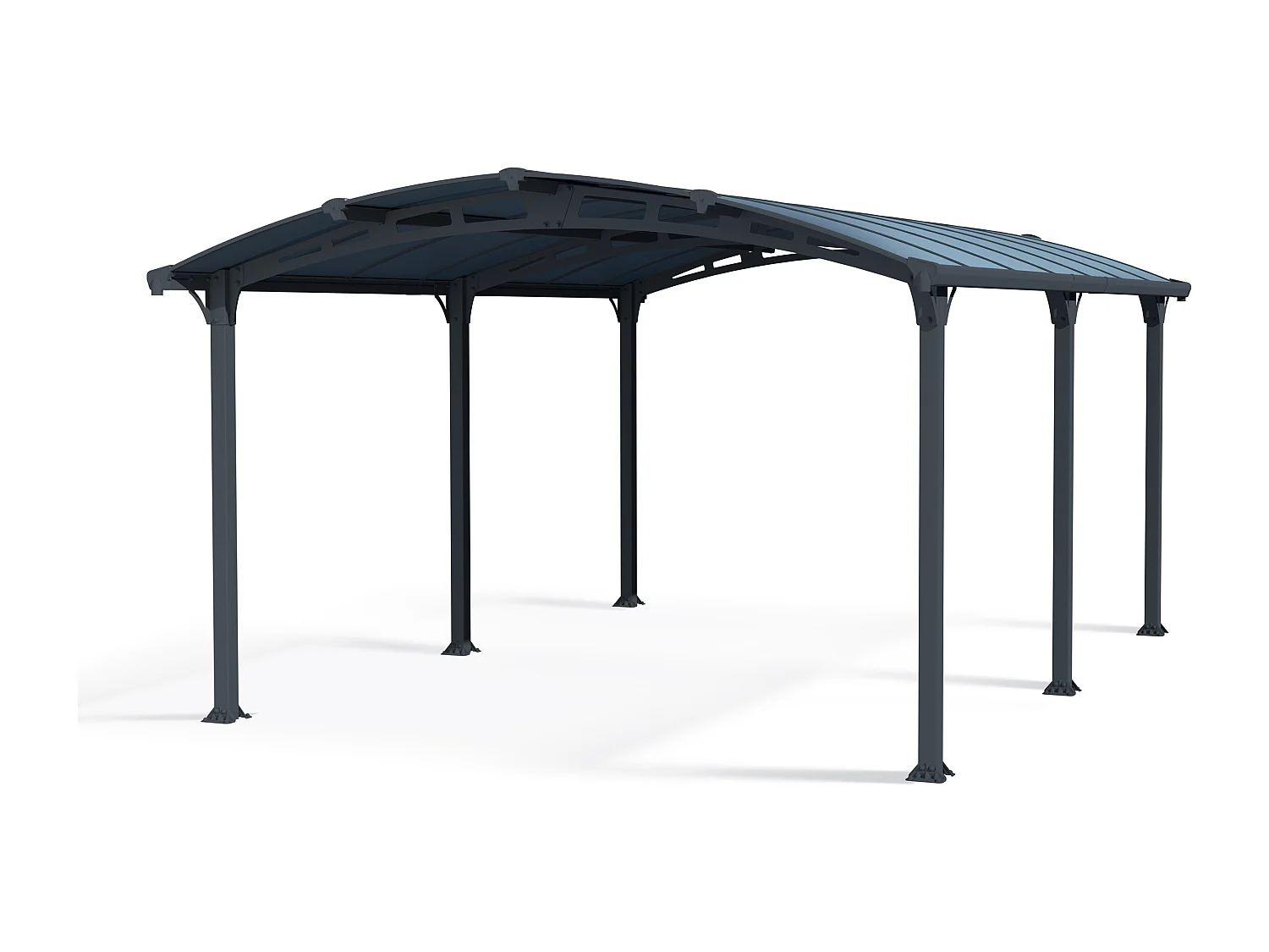 Carport in alluminio e policarbonato trasparente "Almicar" - 18,17 m² - 5,02 x 3,62 x 2,42 m