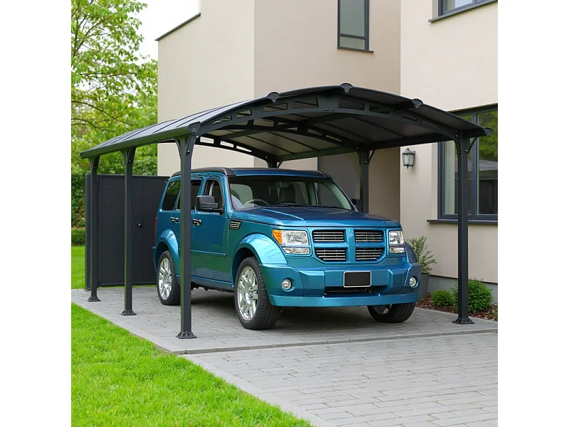 Carport in alluminio e policarbonato trasparente "Almicar" - 18,17 m² - 5,02 x 3,62 x 2,42 m