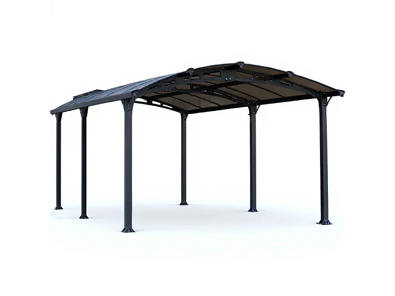 Carport in alluminio e policarbonato trasparente "Almicar" - 18,17 m² - 5,02 x 3,62 x 2,42 m